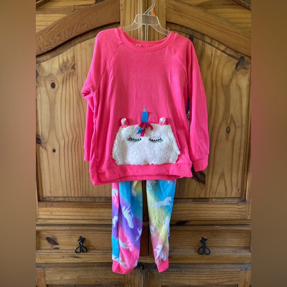 Girls Sweet Sassy pink purple unicorn 2 piece pajamas size 10/12 - NWT